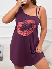 Kiss Print Lounge Dress Cut Out Neck