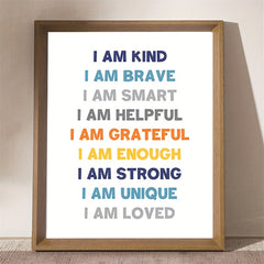 Nursery Decor Affirmations Print I Am Kind I Am Brave Inspirational Quote