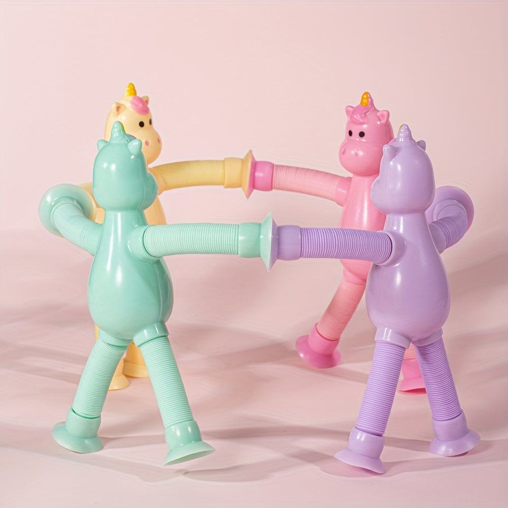 4pcs Unicorn Stretch Tubes with Suction Cups DIY Relax Toys Purple