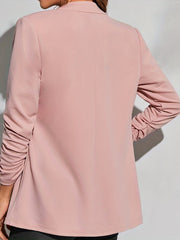 Ruched Open Front Blazer Solid Work Office Outerwear