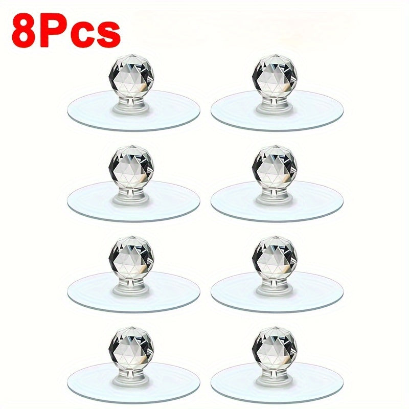 20pcs Adhesive Door Knobs Transparent Cabinet Drawer Handles Hooks