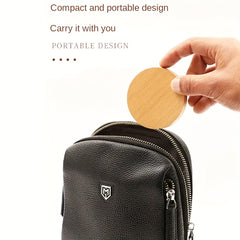 2pcs Small Round Mirror Bamboo Compact Makeup Vanity Mirror