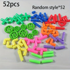Colorful Pipe Building Blocks Educational Learning Toys with Wheels Base