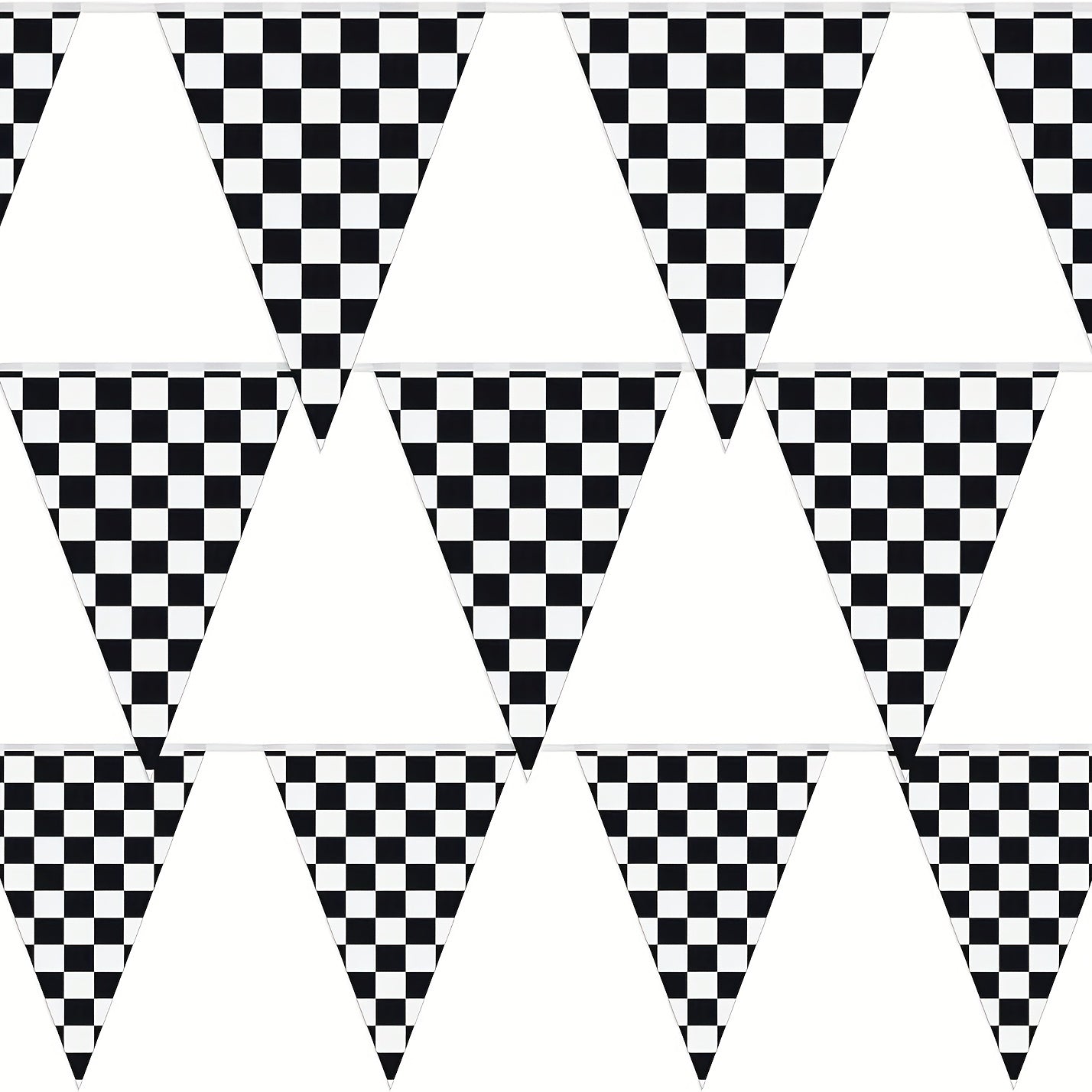 48pcs Checkered Flags & 100FT Pennant Racing Banner Set - Racing Birthday Decor