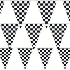 48pcs Checkered Flags & 100FT Pennant Racing Banner Set - Racing Birthday Decor