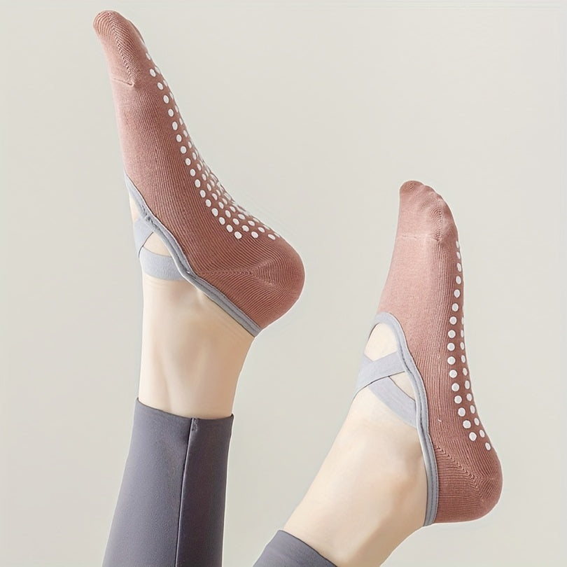 Yoga Socks With Grips Non Slip Pilates Barre Ballet Toeless Barefoot Socks