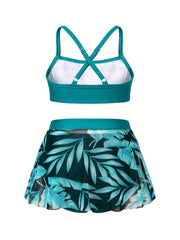 3pcs Girls Trim Bikini Tankini Swimsuit Beach Clothes Bathing Suits