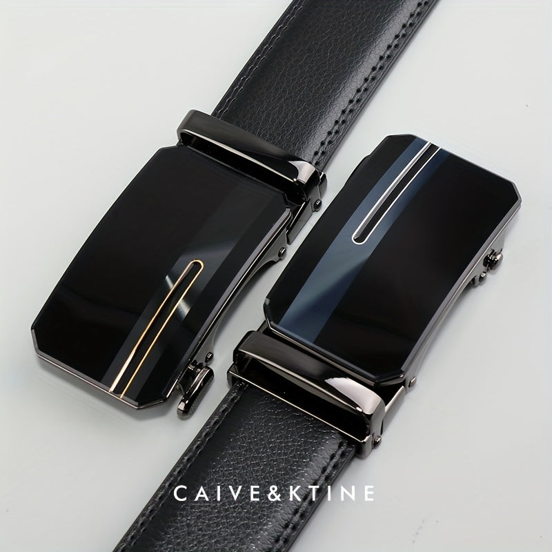 Men's Cowhide Leather Business Belt With Automatic Buckle
