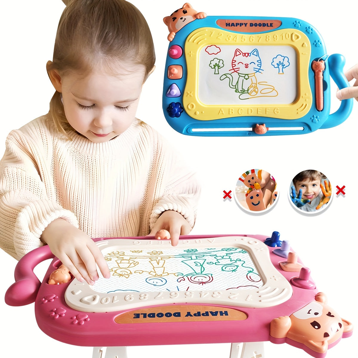Magnetic Drawing Board Toddler Toys Sketch Doodle Pad w/ 4 Stamps