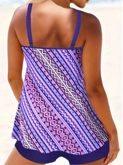 Graphic Print Tankini Set Women's Cami Top & Shorts Swimsuit
