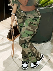 Women's Plus Camo Print Cargo Denim Pants