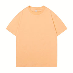 Boys Plain Cotton T Shirt Crew Neck Short Sleeve Top Summer