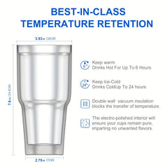 30oz Vacuum Insulated Tumbler with Lid for Outdoor Sports