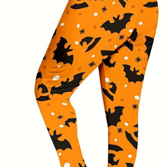 Women's Plus Size Bat Print Stretch Skinny Leggings