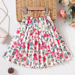 Girls Floral Butterfly Pleated Skirt Loose Fit Holiday Wear