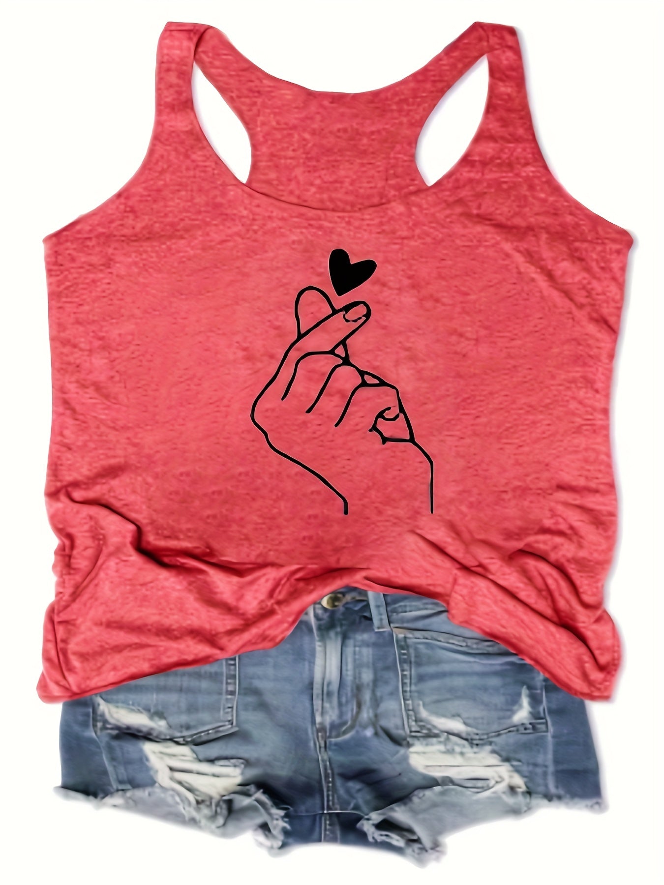Heart Graphic Sports Tank Top Sleeveless Shirts
