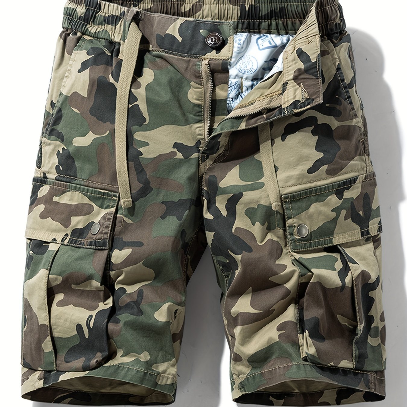 Men's Camo Shorts with Pockets for Outdoor Workouts