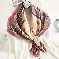 Striped Plaid Print Bandana Block Square Scarf Silk Shawl Classic Head Wraps