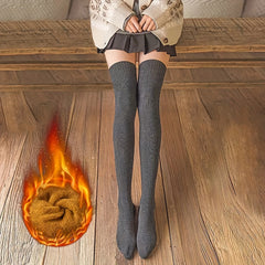 3 Pairs Solid Thigh High Socks Over The Knee Stockings
