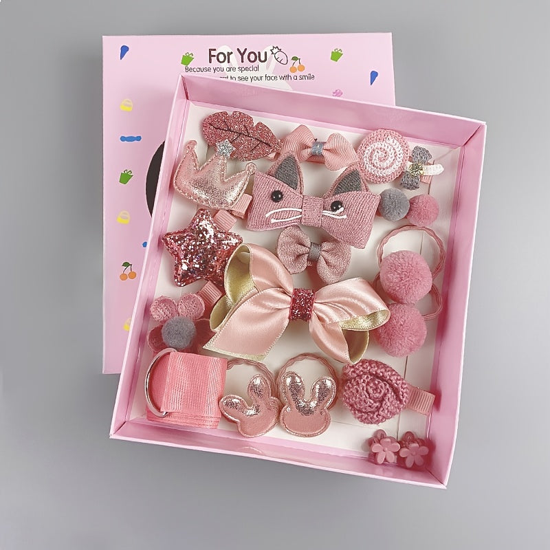 Baby Girls Cartoon Hair Ties Hair Clips Set, Holiday Gift