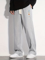 Planet Graphic Pattern Joggers Men's Casual Loose Fit Drawstring Pants