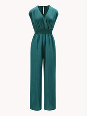 Casual Surplice Neck Jumpsuit Wide Leg Cap Sleeve Summer Spring