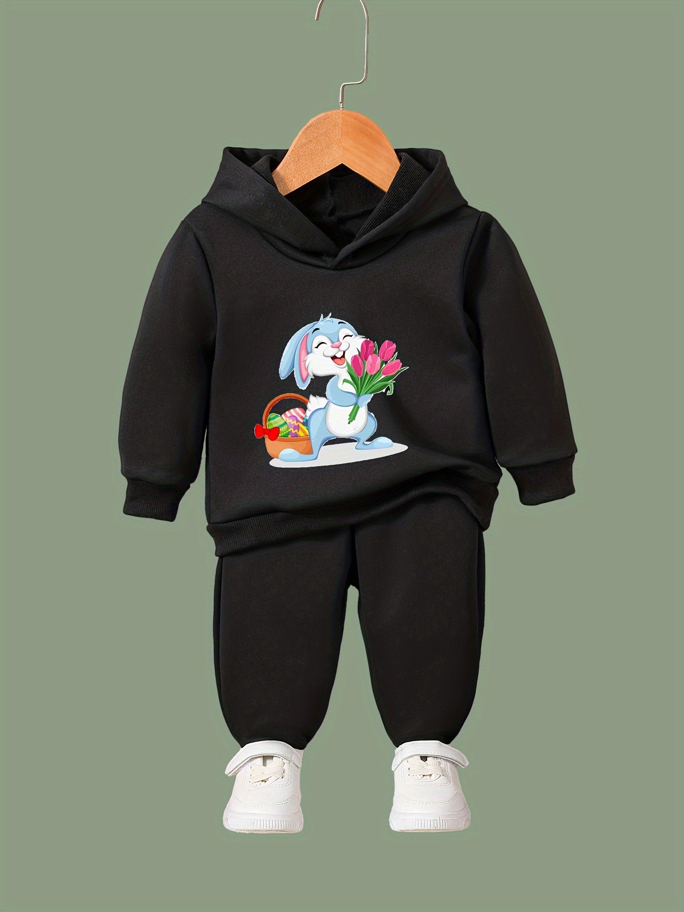 OERYUI Bunny Girl Print Outfits 2pcs Girls Hoodies Jogger Pants Set