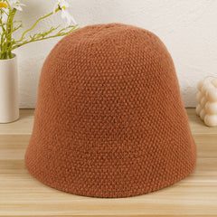 Solid Knitted Bucket Hat for Women and Men