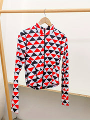 Geometric Pattern Yoga Zipper Top Slim Fit Sports Jacket