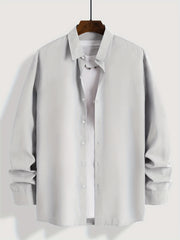 Men's Solid Print Casual Button Up Shirt for Spring Summer