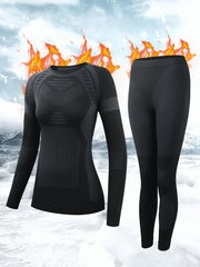 2pcs Thermal Underwear Set Long Sleeve Warm Top & Leggings for Women