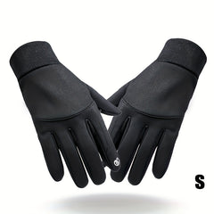 Waterproof Windproof Velvet Gloves for Motorcycle Riding, Touch Screen Non-Slip