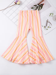 Girls Block Stripe Flare Leg Pants Spring Summer Clothes