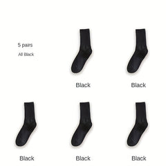5 Pairs Ribbed Mid Tube Socks Women's Stockings
