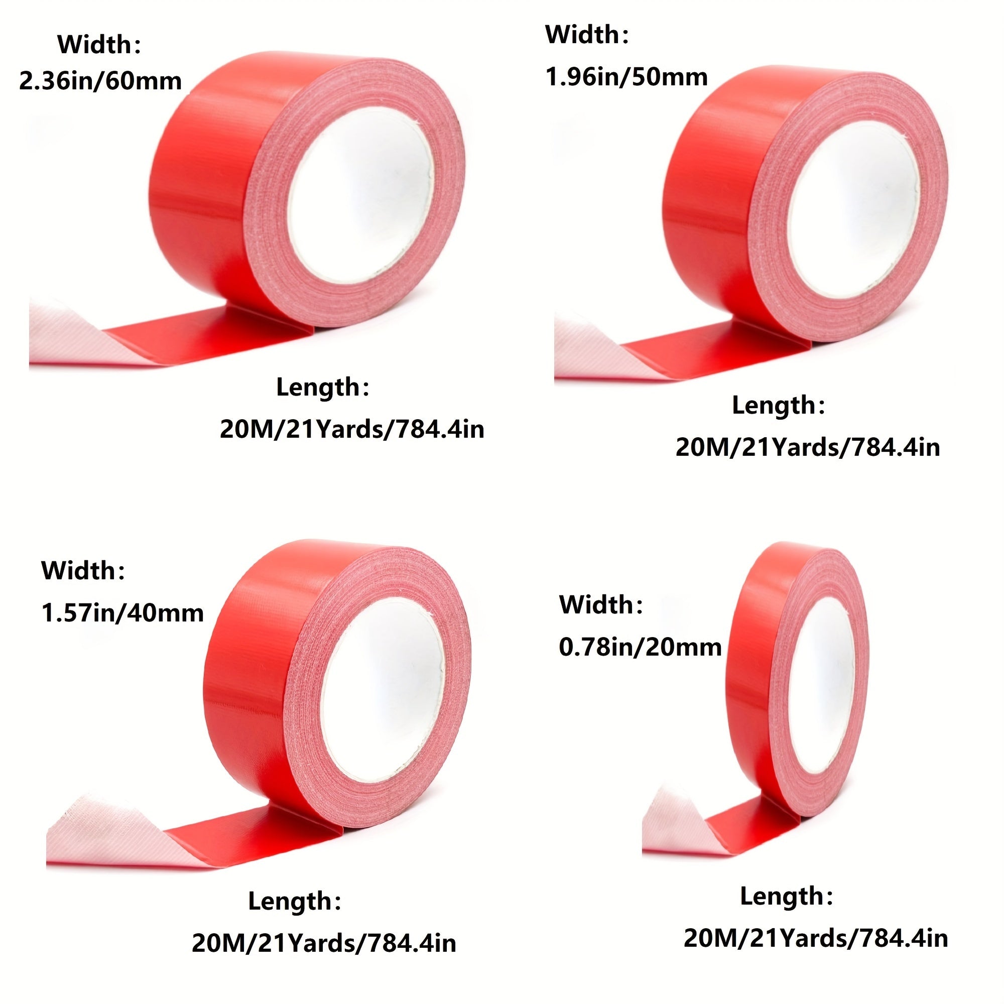 Waterproof Red Cloth Tape 20mm x 21 Yards Strong Toughness Easy Tear