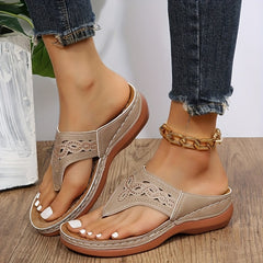Women's Wedge Flip Flops Comfort Arch Support Slide Sandals
