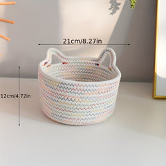 Colorful Cotton Rope Desktop Storage Basket for Office and Living Room