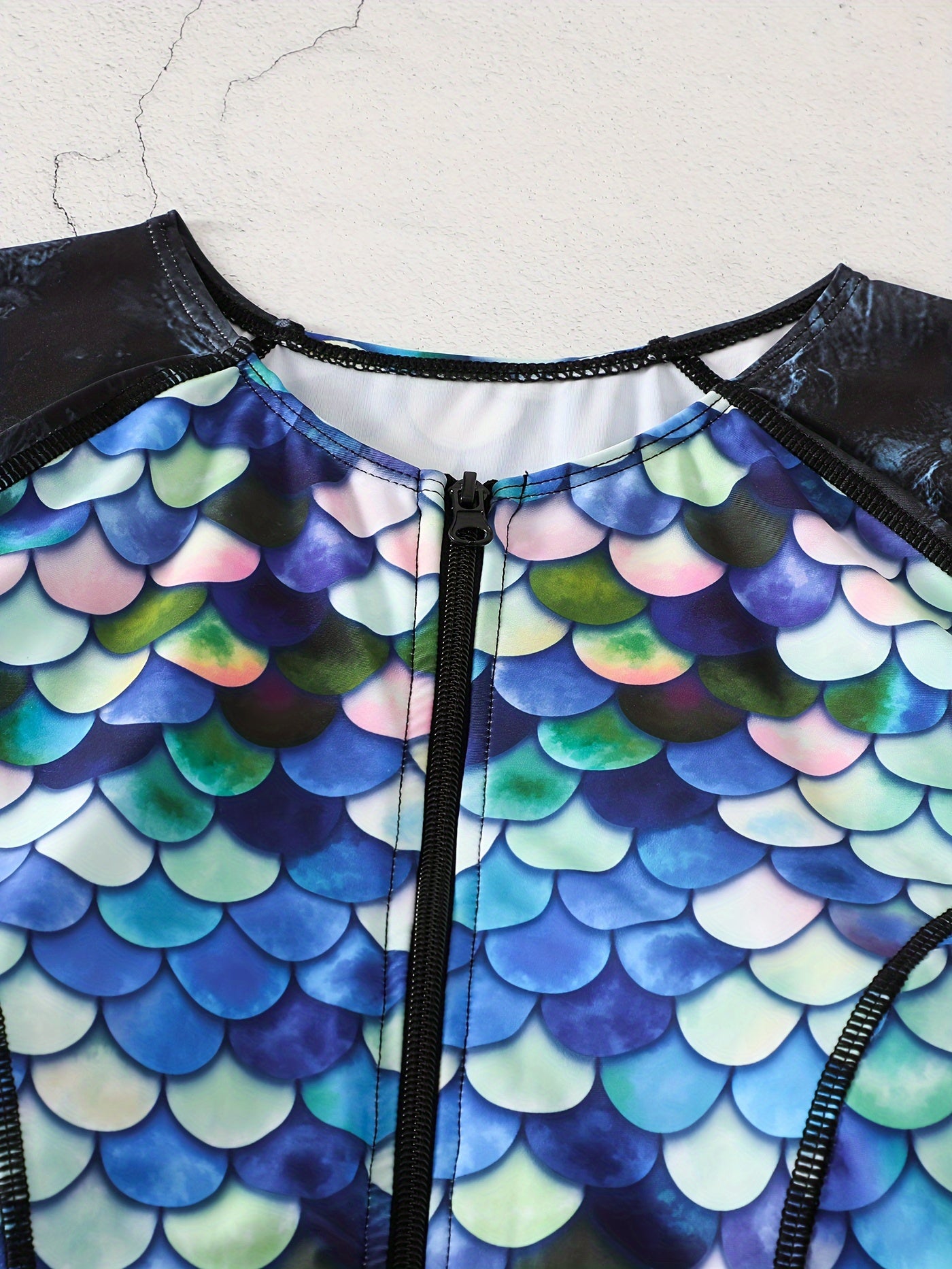 Fish Scales Long Sleeve Zip Up Surfing One Piece
