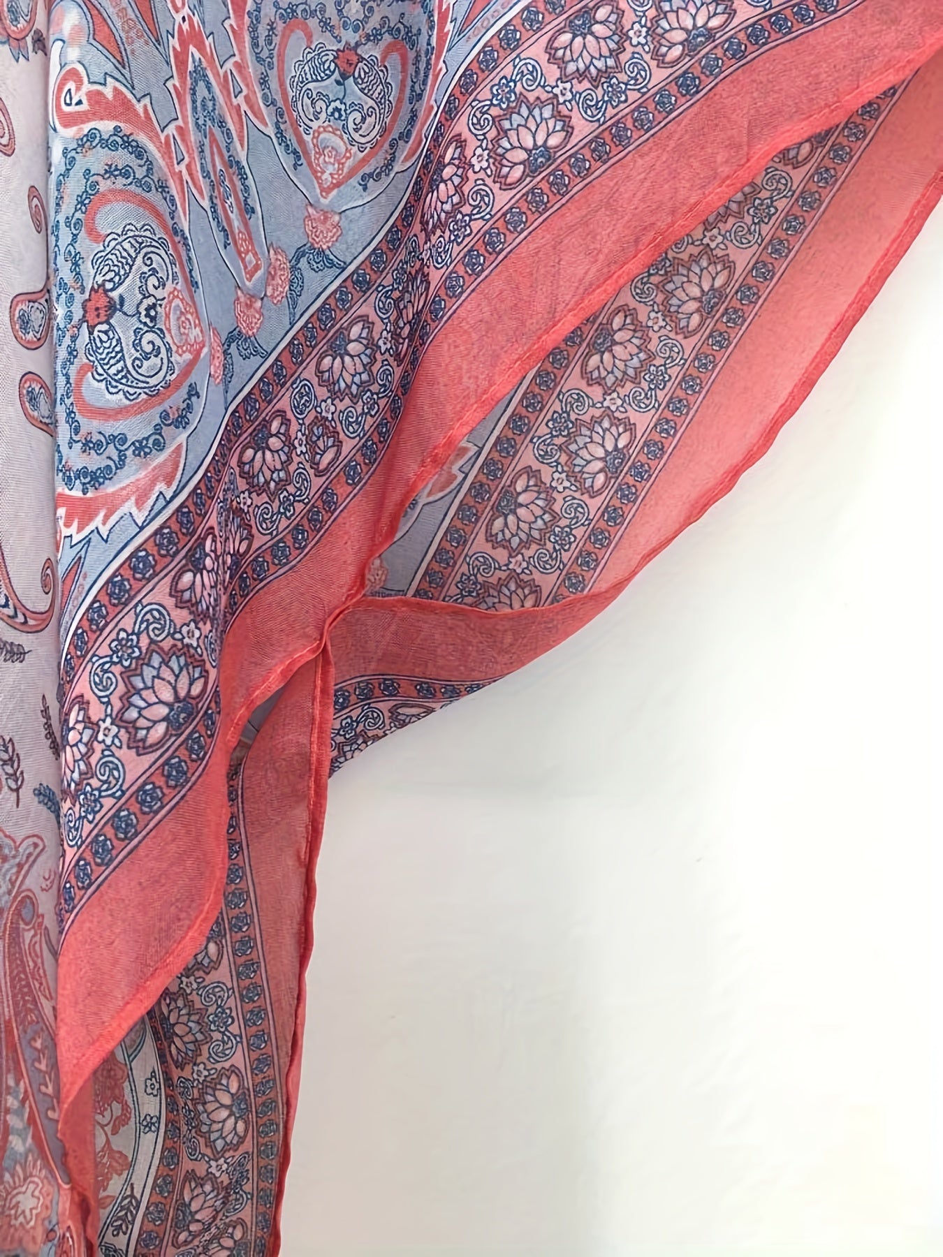 Boho Cover Up Women's Plus Paisley & Scarf Print Batwing Sleeve