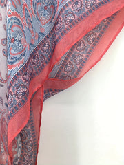 Boho Cover Up Women's Plus Paisley & Scarf Print Batwing Sleeve