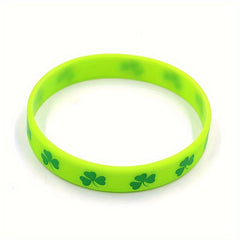6pc Green Silicone Bracelet Linen Flag Irish Gift Shamrock Bracelet