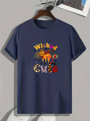 Men's Halloween Cat Graphic Print T-shirt