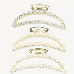 3pcs Girl's Faux Pearl Hair Clip Moon Shape Hair Accessories
