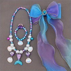 Mermaid Jewelry Set - Shell Beaded Necklace, Bracelet, Earrings, Rings