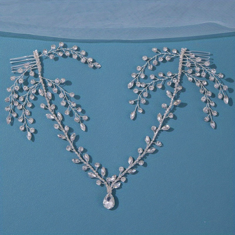 Bridal Crystal Flower Headband for Women Bride Wedding Hair Accessories