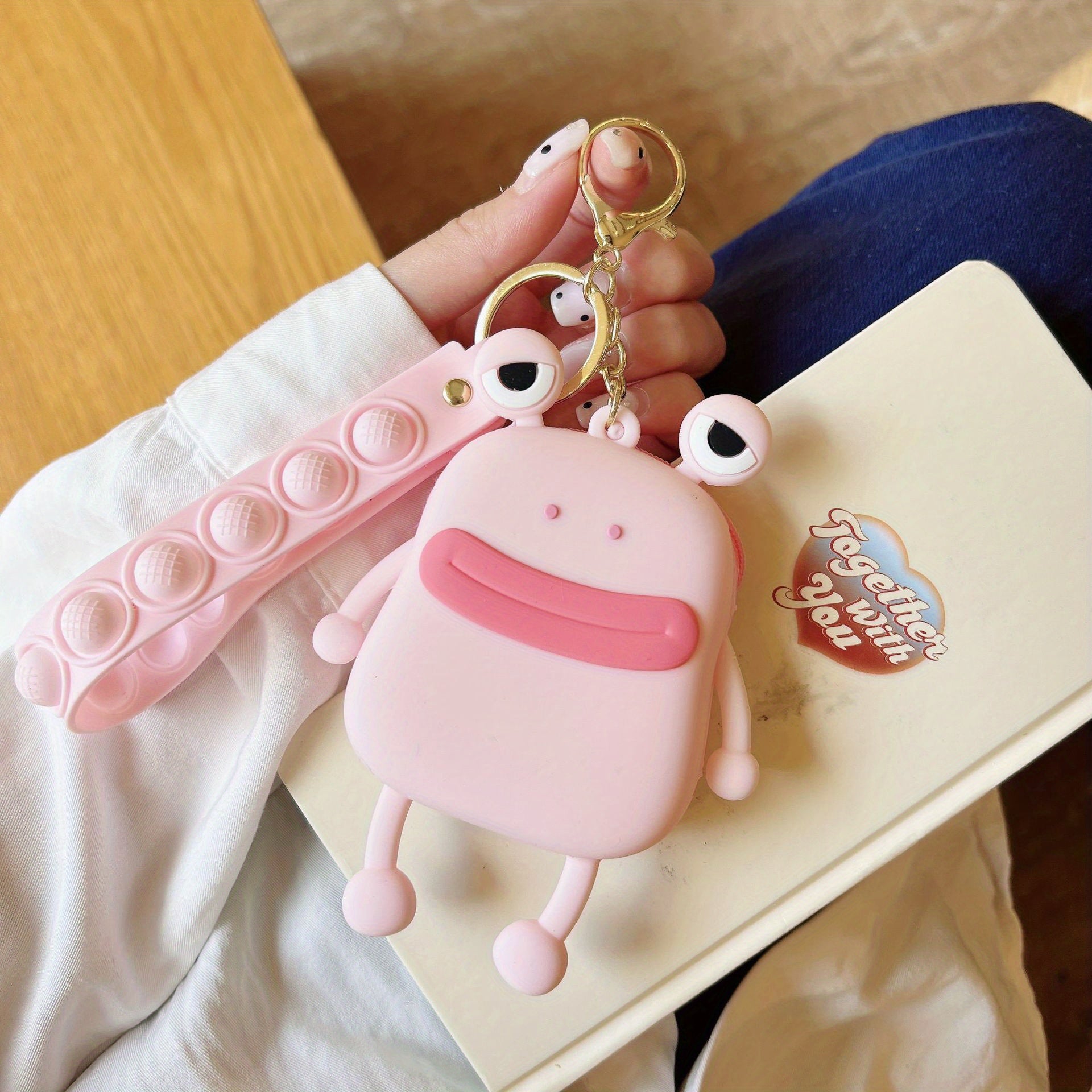 1pc Frog Shape Coin Purse Soft Silicone Bag Funny Strap