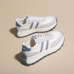 Women's Colorblock Platform Sneakers Lace Up Shoes Lightweight Running Shoes