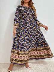 Boho Ditsy Floral Print Plus Size Maxi Dress