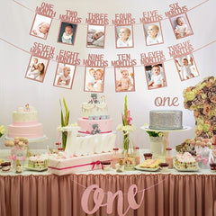 Pink Birthday Photo Clip Flags for Baby Showers
