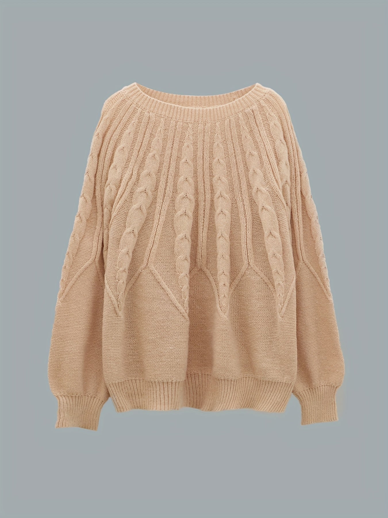 Casual Sweater Women's Plus Plain Jacquard Long Sleeve